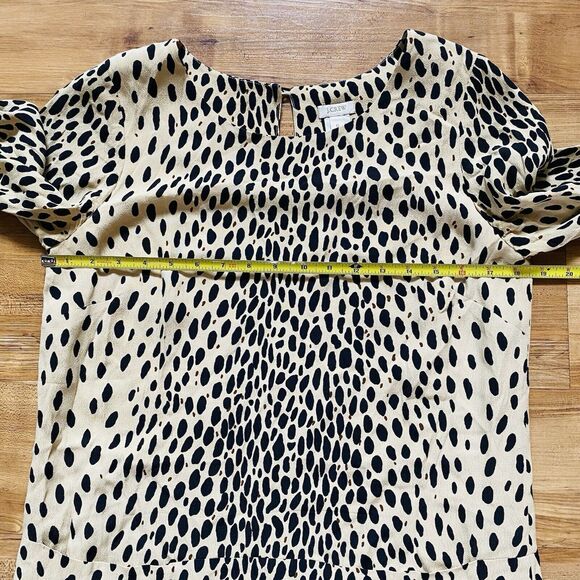 J. Crew 6 Tan Black Leopard Cheetah Print Long Sleeve Pockets Slip Shift Dress* - Picture 15 of 16